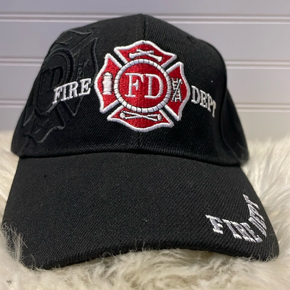 Fire Department Black Embroidered Baseball Cap - Picture 12 of 12